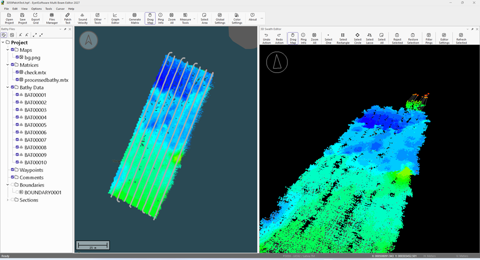 Hydromagic Multi Beam Editor showing MBES point cloud data