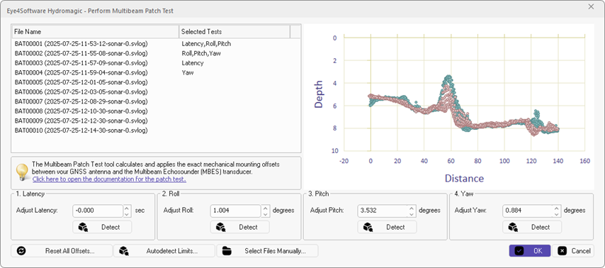 Use the Patch Test tool to calculate the required MBES calibration corrections