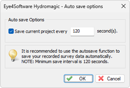 Make sure you enable the autosave function to prevent data-loss