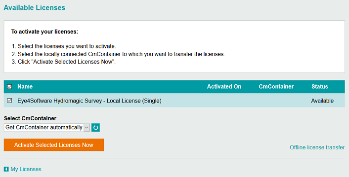 Opening a ticket URL to activate the software