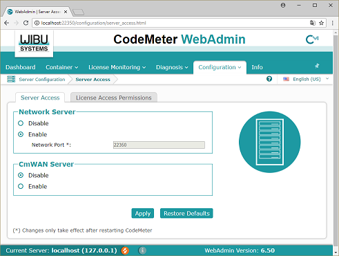 Enable the dongle network server
