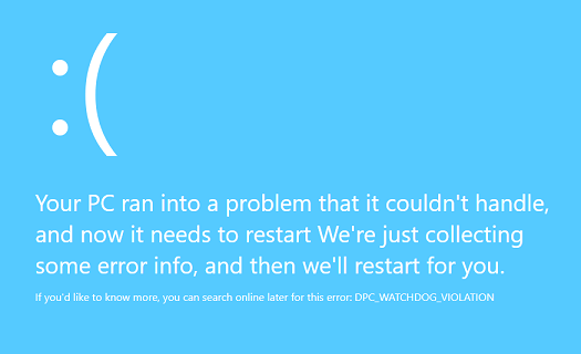 Blue Screen of Death error example