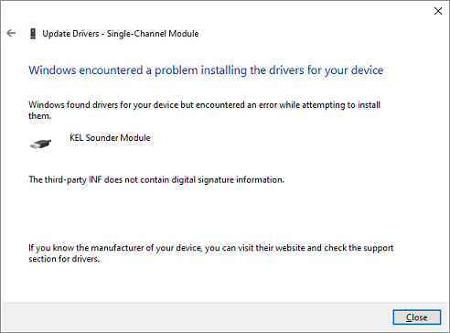 By default, unsigned drivers cannot be used in Windows 10.