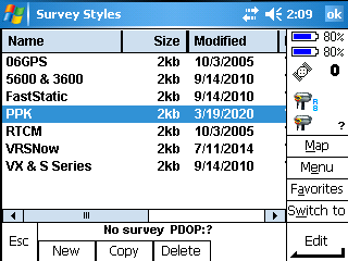 How to start recording PPK survey data with a Trimble TSC2 controller