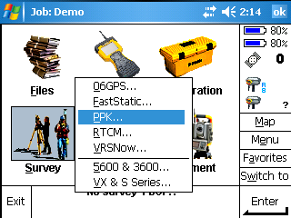 How to start recording PPK survey data with a Trimble TSC2 controller