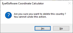 You have to confirm deletion of a country definition.