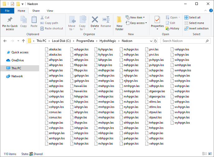 NADCON and HARN files are pre-installed in the NADCON folder.