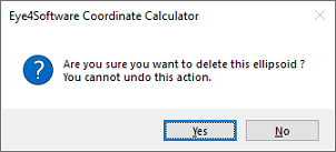 You have to confirm deletion of an ellipsoid definition.