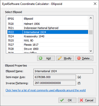 Manage Ellipsoids Eye Software Hydromagic Hydrographic Survey Software