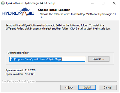 Select a folder in which to install the software