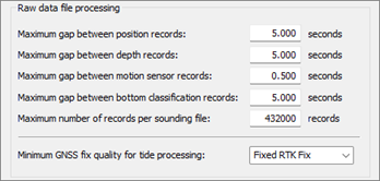 Raw data file advanced data processing options section