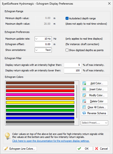 Echogram Settings Dialog