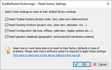 Open the factory reset tool from the file menu