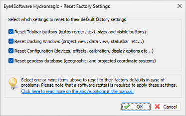 Open the factory reset tool from the file menu