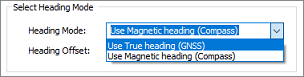 Select the preferred heading mode from the drop down list.