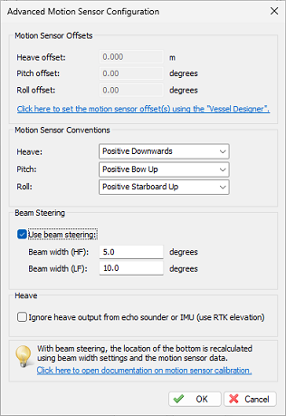 The Advanced Motion Sensor Configuration dialog