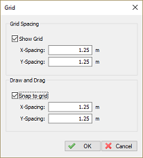 Vessel designer drawing grid options