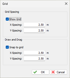 Vessel designer drawing grid options