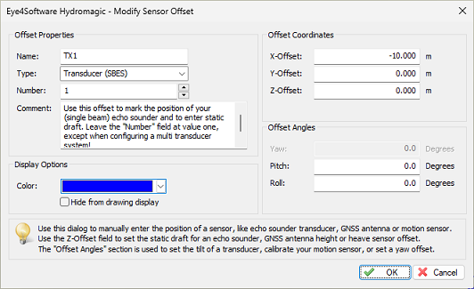 Setting sensor position offsets