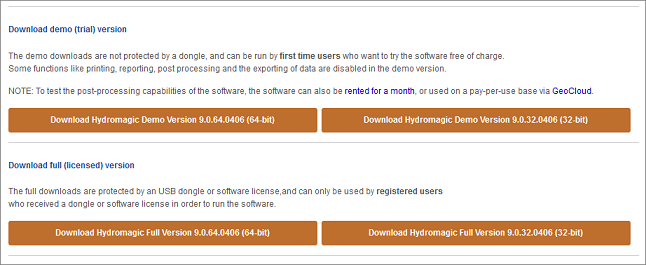 Select the appropriate download link for your operating system and license