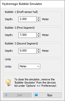 Use the bubbler simulator to manually set the sensor depths