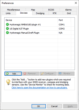 When a plugin is providing data, there should be a green check in front of the plugin name
