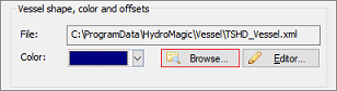 To select a shape for the vessel, click the Browse button to locate a file