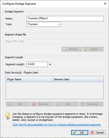 Add a Trunnion segment to specify a horizontal offset between trunnion and dredge head