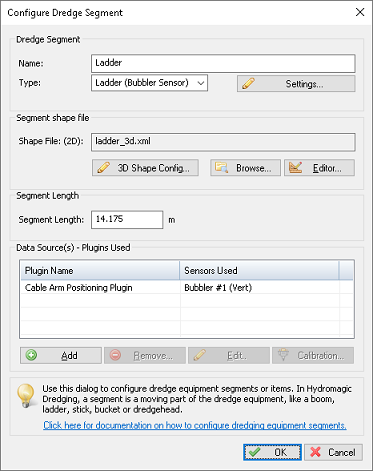 Adding a new segment to the dredge equipment definition