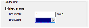 Check the show bearing option to display a course line on the map display