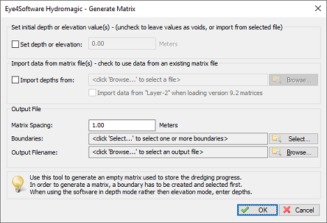 Generate an empty matrix file using the built-in tool