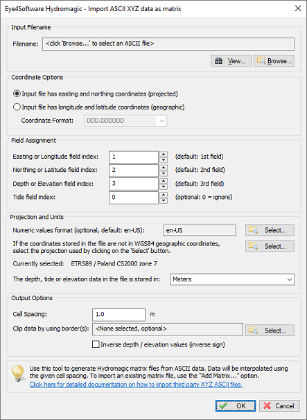 Generate a matrix from an ASCII file containing XYZ values