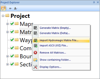 Import an existing Hydromagic matrix file into your Hydromagic Dredging project