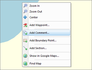 Right click the map and select the Add Comment... option to place a new comment.