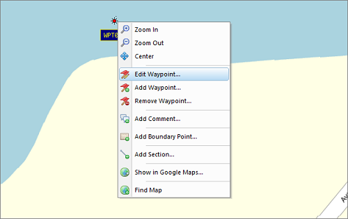 Select the Edit Waypoint option to modify an existing waypoint