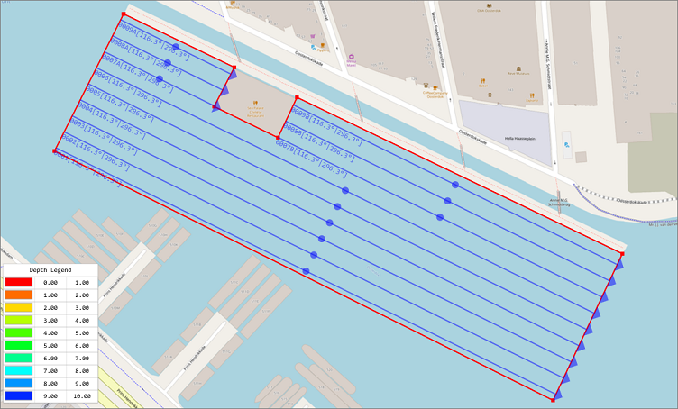 Example of cross sections generated parallel to the guidance line