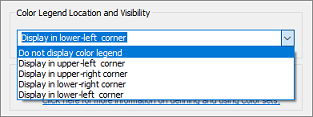 Select the location of the color legend using the drop down box.
