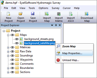 Select the map properties option from the context menu.