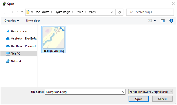 Select the file format and file name(s) for the files you to import into the loaded Hydromagic projects