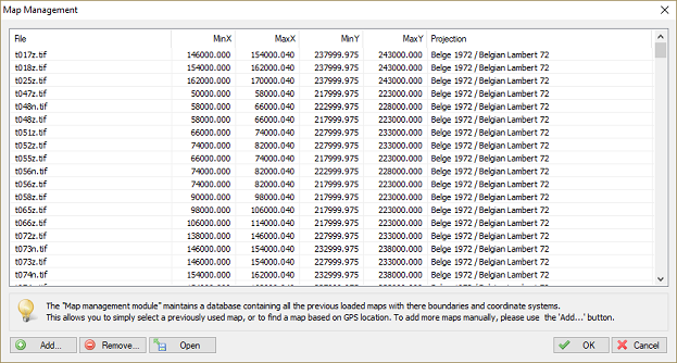 Map Management Window