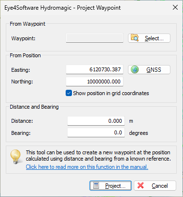 behalve voor postkantoor Lastig Projecting a waypoint - Eye4Software Hydromagic - Hydrographic Survey  Software