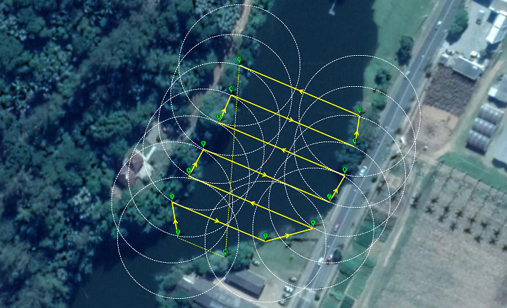 Example of an exported route imported into Mission Planner