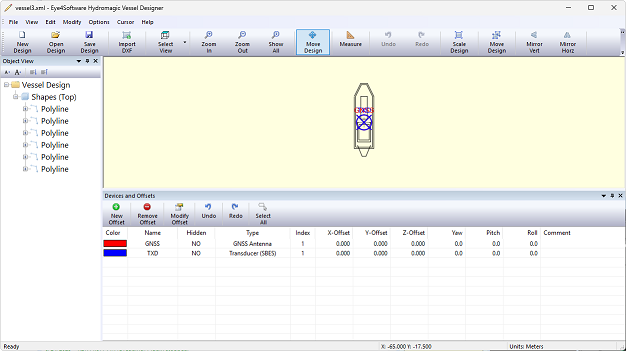The loaded vessel design shown in the Vessel Designer