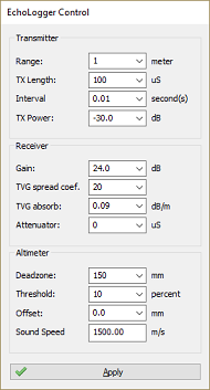 control the echo sounder (single frequency)