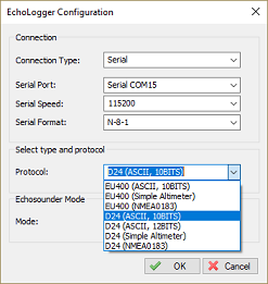 select the echologger protocol