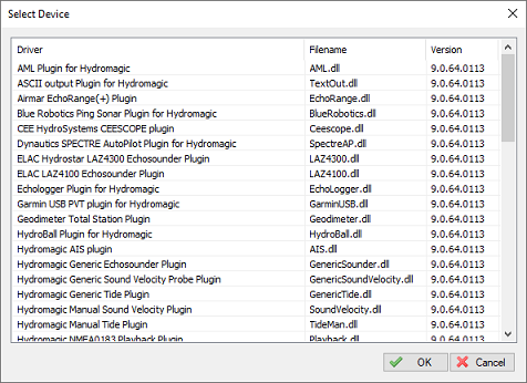 the alphabetically sorted list of available plugins