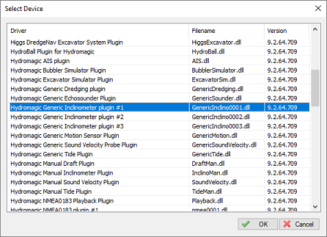 select one of the Generic Inclinometer plugins