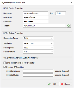 configure the NTRIP connection settings
