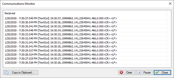 The outgoing data in the real-time communications monitor