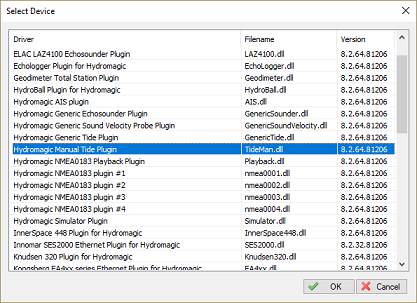 select the Hydromagic manual tide plugin